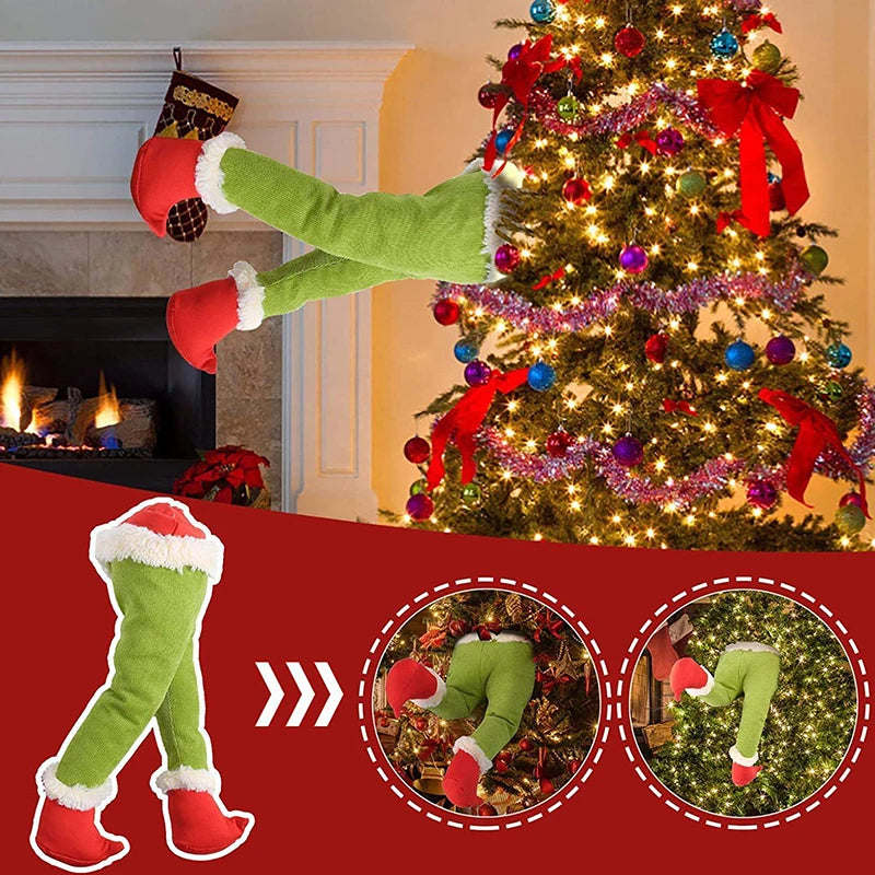 1pc Merry Christmas Green Red Santa Claus Legs Ornament Home Winter Happy New Year Xmas Celebration Party Decoration Supplies