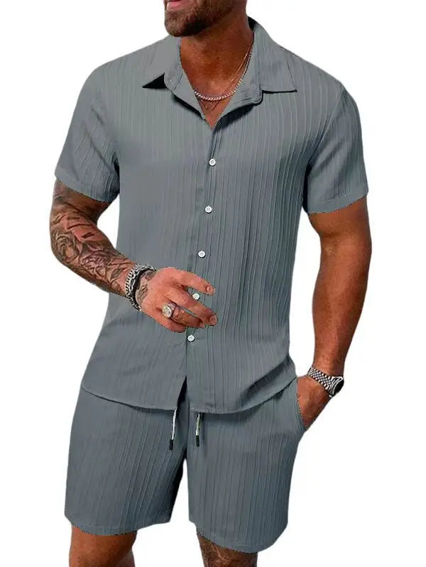 Summer New Mens（T-shirt +Shorts) 2-piece multi-colored sportswear men's T-shirt shorts set