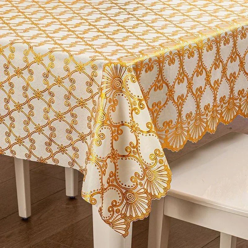 PVC Rectangular Dining-Table Tablecloth Oil Resistant Tabletop Protective Cloth Household Plastic High-end Lace Table Covers Mat