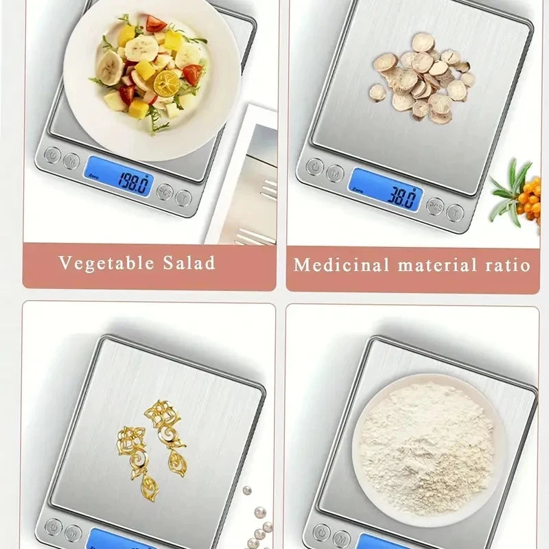 Digital Kitchen Scale Stainless Steel Food Scale with LCD Display for Precise Weighing of Cooking Ingredients Diet