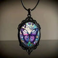 Gothic Glass Pendant Necklace for Women Sun Moon Punk Style Charm Necklace Vintage Cameo Rope Chain Witch Accessories