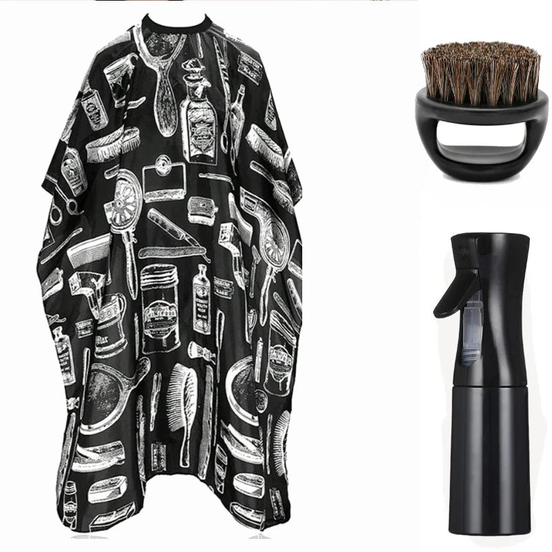 WANMEI Salon Barber Cloak Set Barber Stylist Cloak with Adjustable Buckle Neck Dust Removal Brush and Comb Barber Shop Tool