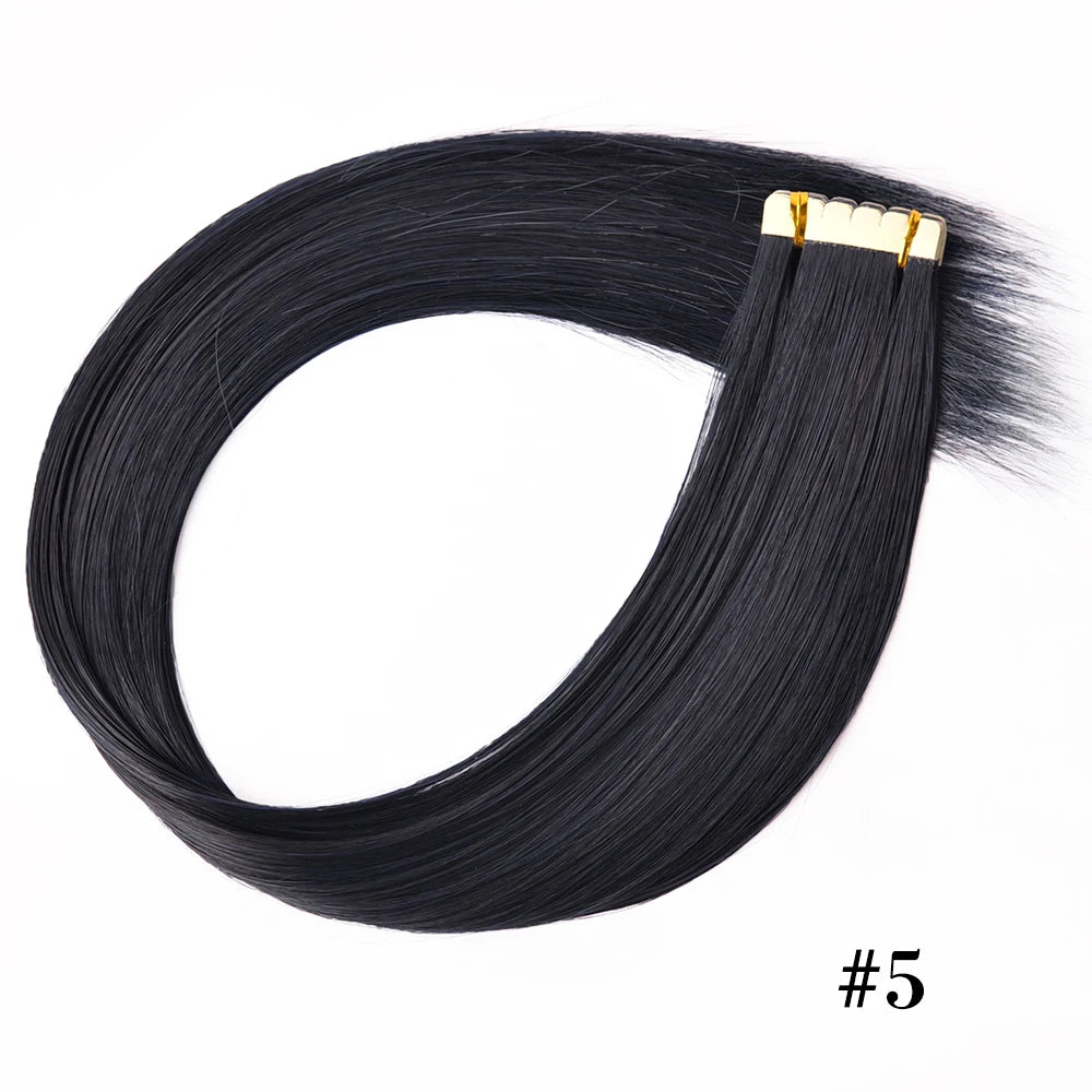 Synthetic Straight Tape In Hair Extensions 10pcs Natural Hair Extension 24inch For Women Invisible Double Sided Free Style