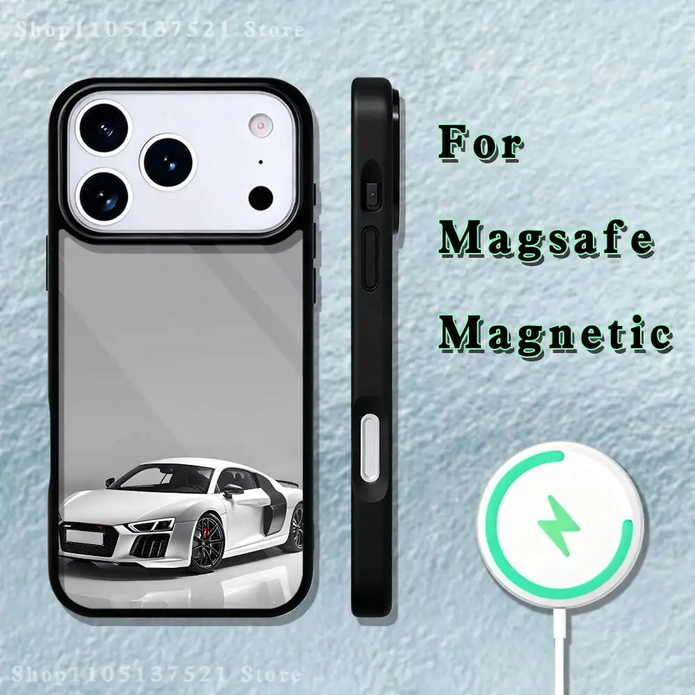 Super cool A-Audi-i car Phone Case  For iPhone 17,16,15,14,13,12,11,Pro,Max,Plus,Mini,SE4,E Magnetic Magsafe Wireless Charging