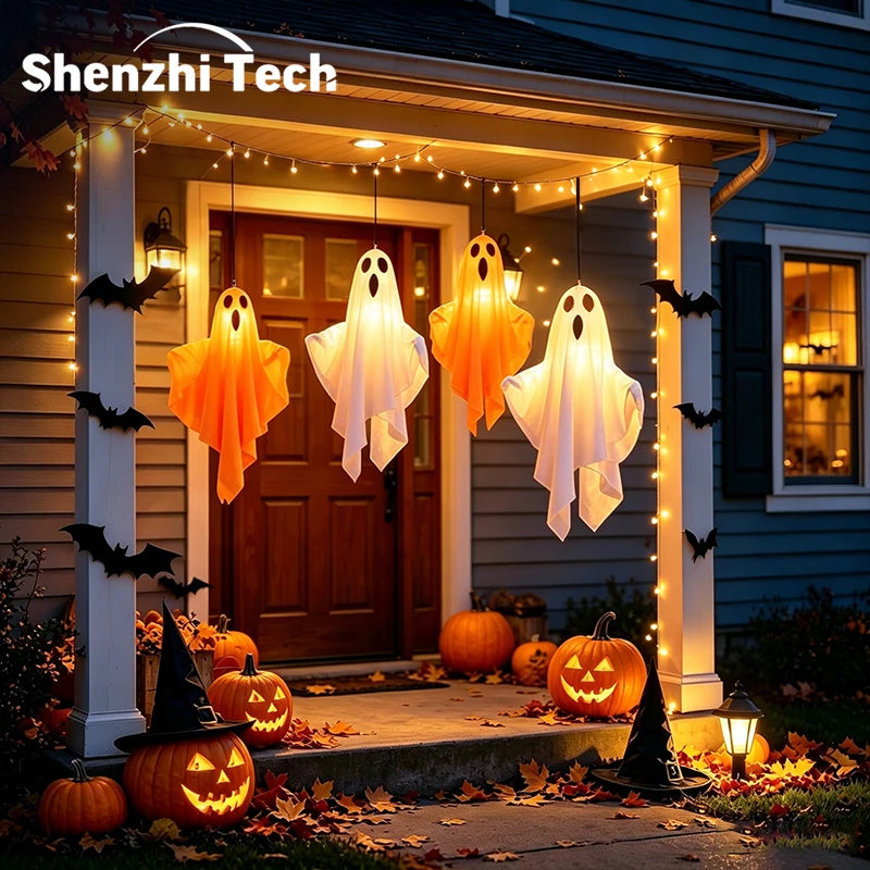 Halloween Decor Hanging Ghost Lamp LED Lighted Ghost Hanging Decor Halloween Party Favor Gift for Home Garden Decor