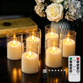 6Pcs Rechargeable Flameless LED Light Candles Crystal Clear Transparent Electronic Night Lamp Flickering Wedding Party Decor