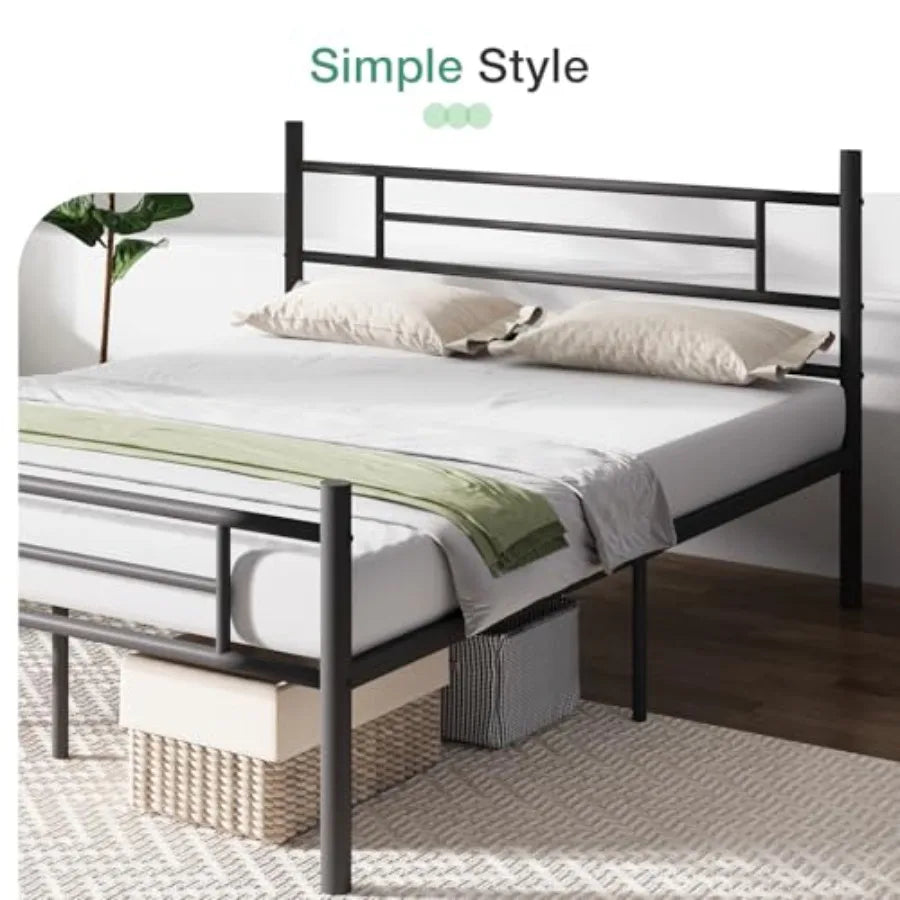 Full Size Bed Frame with Headboard and Footboard, 14 Inch Metal Platform Bed Frame, Under Bed Storage, Strong Metal Slats Support, Mattress Foundation No Box Spring Needed