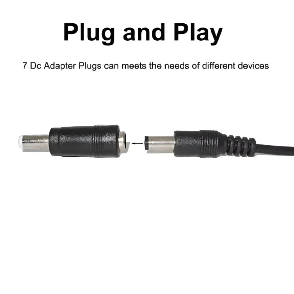 Universal Power Cable USB to DC 5.5 * 2.1mm Jack 5V Charging Cord with 8 Selectable Connector Tips for CCTV Cameras TV Box