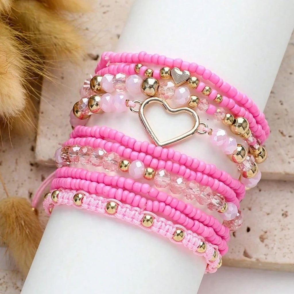 1 set of new Valentine's Day stacked rice bead love bracelet set suitable for gift giving