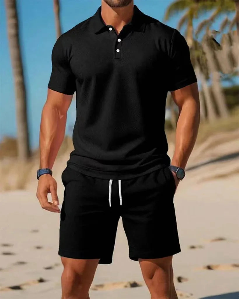 2026 men's short sleeved T-shirt and sports shorts set casual sportswear fashionable summer