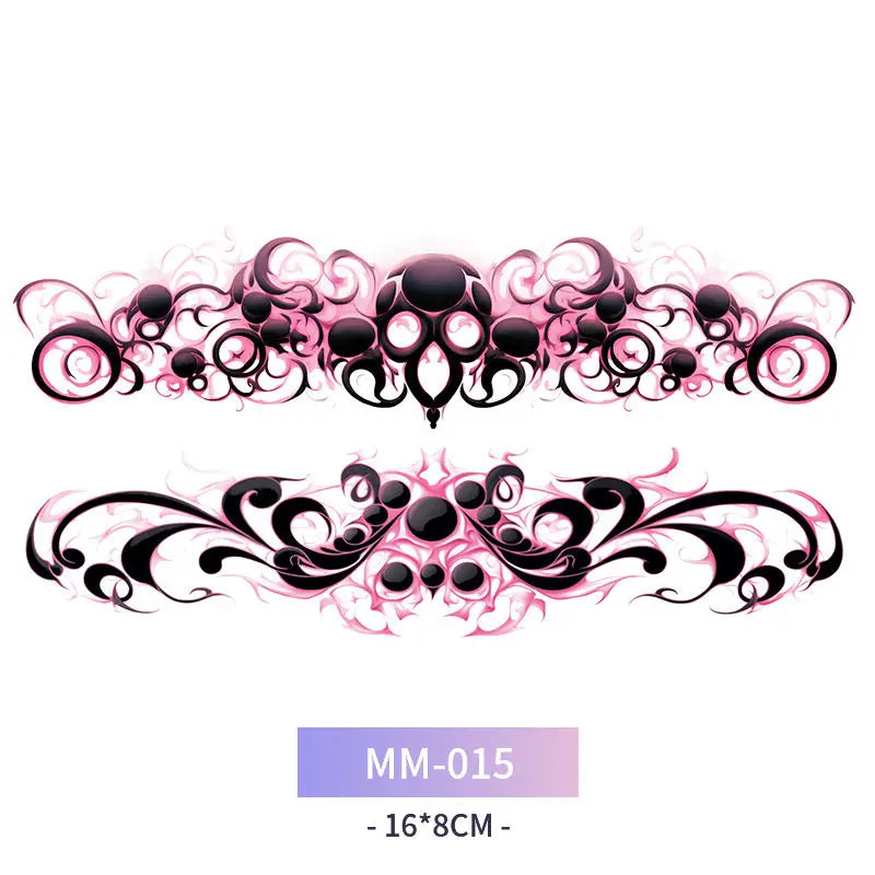 Pink Succubus Totem Tattoo Stickers for Woman Art Temporary Tattoos Set Waterproof Sexy Abdomen Lasting Fake Tattoo Cover Scars