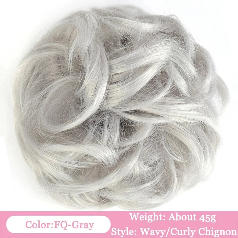 OLACA Synthetic Hair Bun Bands Blonde Black Messy Curly Chignon Donut Updo Scrunchies Fake Hair Pieces For Women Hair Extensions