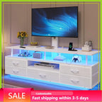 51.2" LED TV Stand with Mount for 45-70 Inch TVs, Power Outlets, Storage & Smart Lights