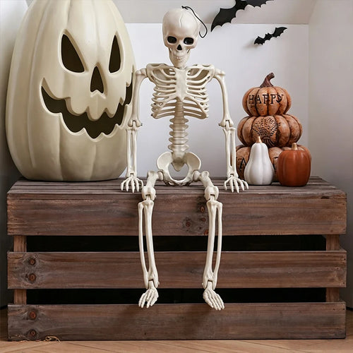 Halloween Movable Skeleton Decoration Fake Skull Bones Halloween Party Home Bar Haunted House Horror Props Ornament Toys