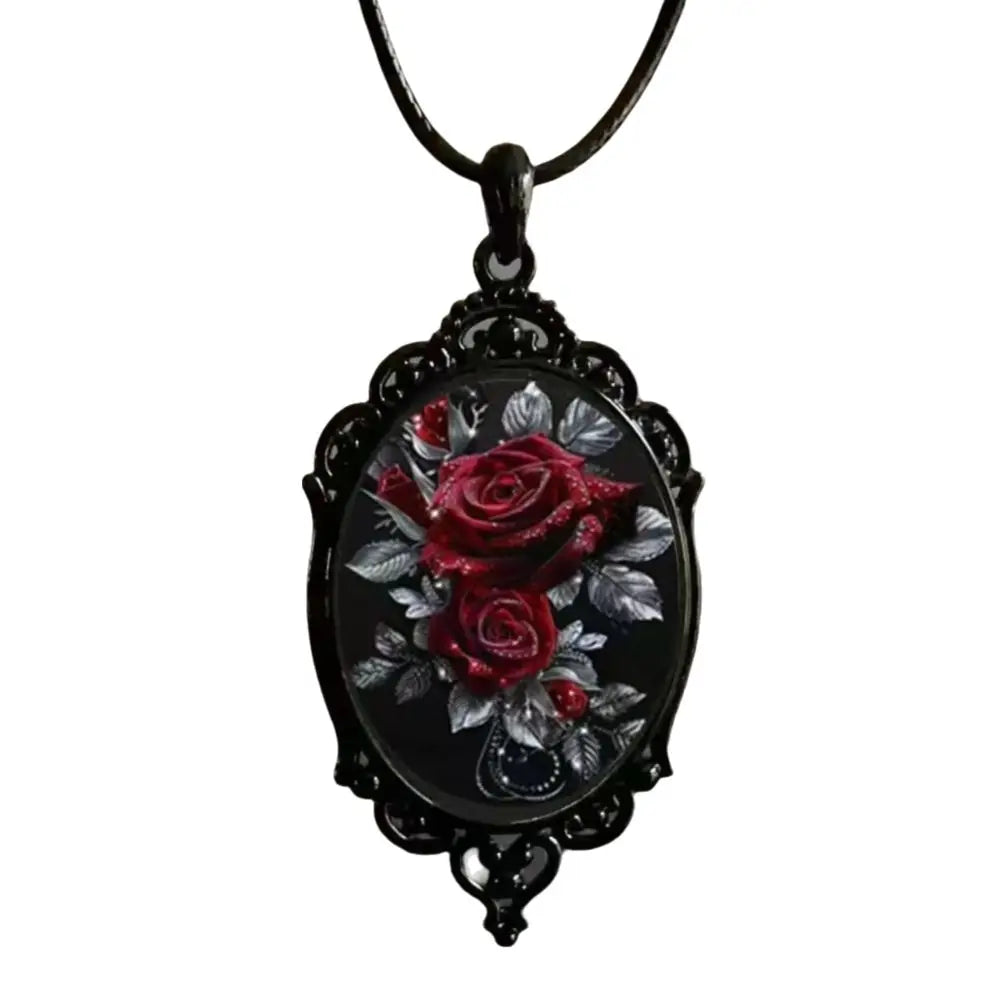 Gothic Glass Pendant Necklace for Women Sun Moon Punk Style Charm Necklace Vintage Cameo Rope Chain Witch Accessories