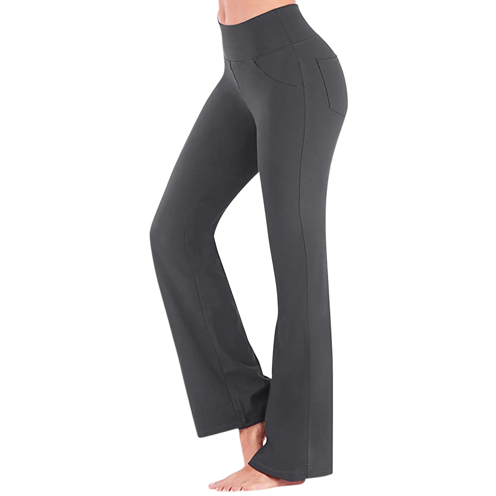 Flared Leggings Basic Yoga Pants With Pockets Women High Waist Breathable Comfortable Pants Gym Sports Slim Flared Tight Pants