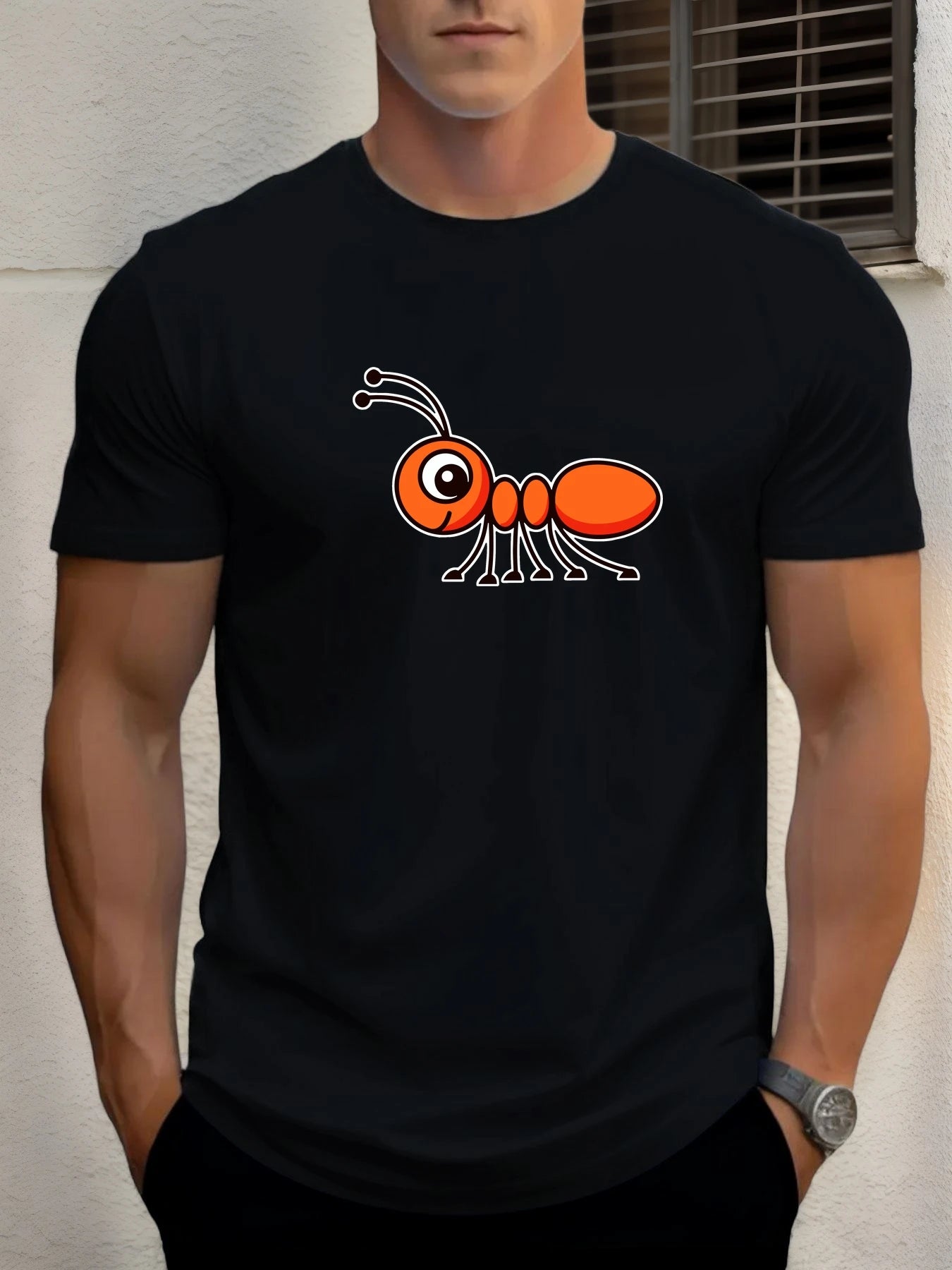 T Shirts For Men Ant 100% Cotton Graphic Printing Summer Round Neck T-Shirt Casual Breathable Street Style Daily Top