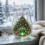 Drinking Glass 2D Print Christmas Wine Glass Snowman Santa Claus Christmas Art Cup Tree Reindeer Clear Stemless Glass Gifts