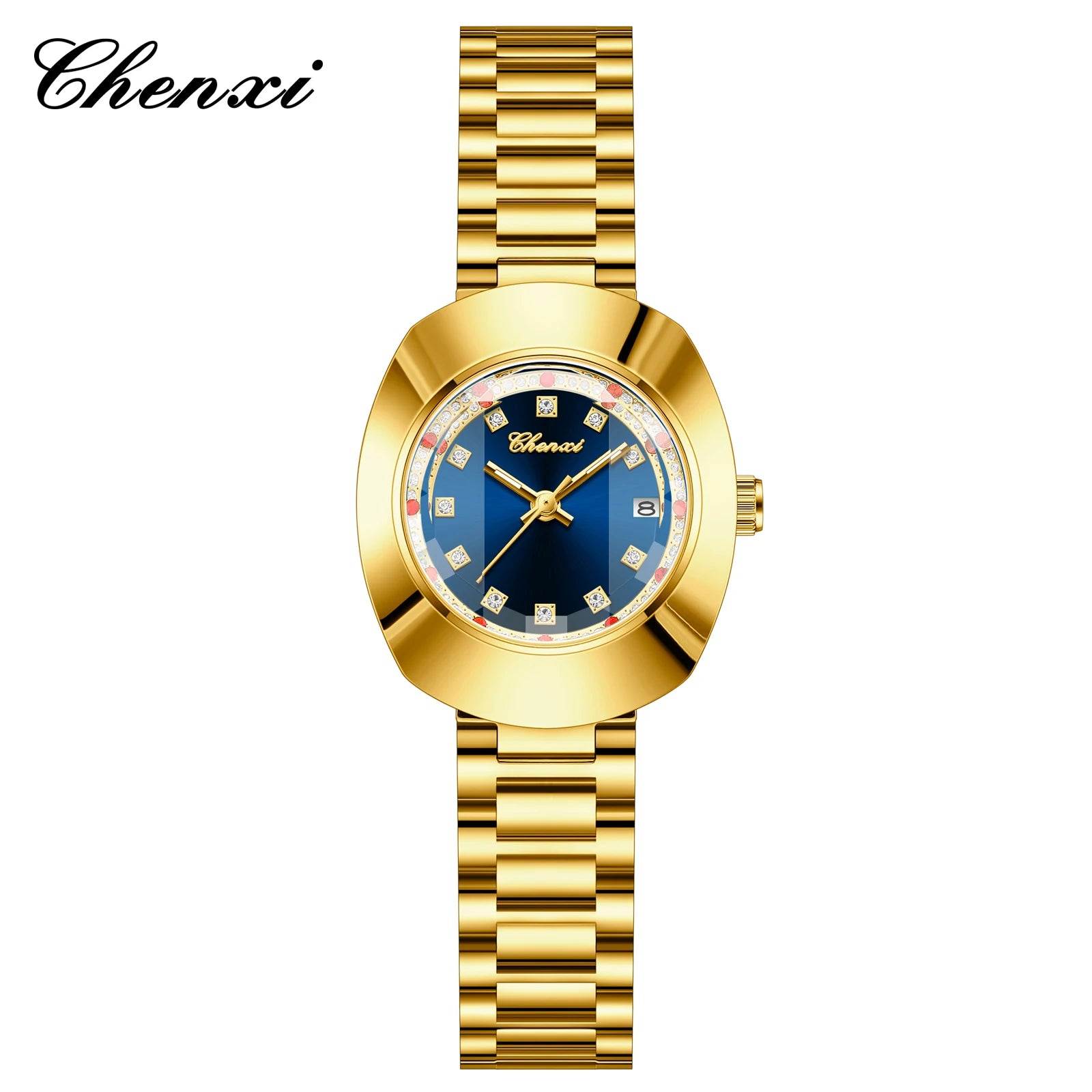 CHENXI Luxury Couple Watch Stainless Steel Band Luminous Business Men Women Quartz Wristwatches Great Valentine Gift for Lover
