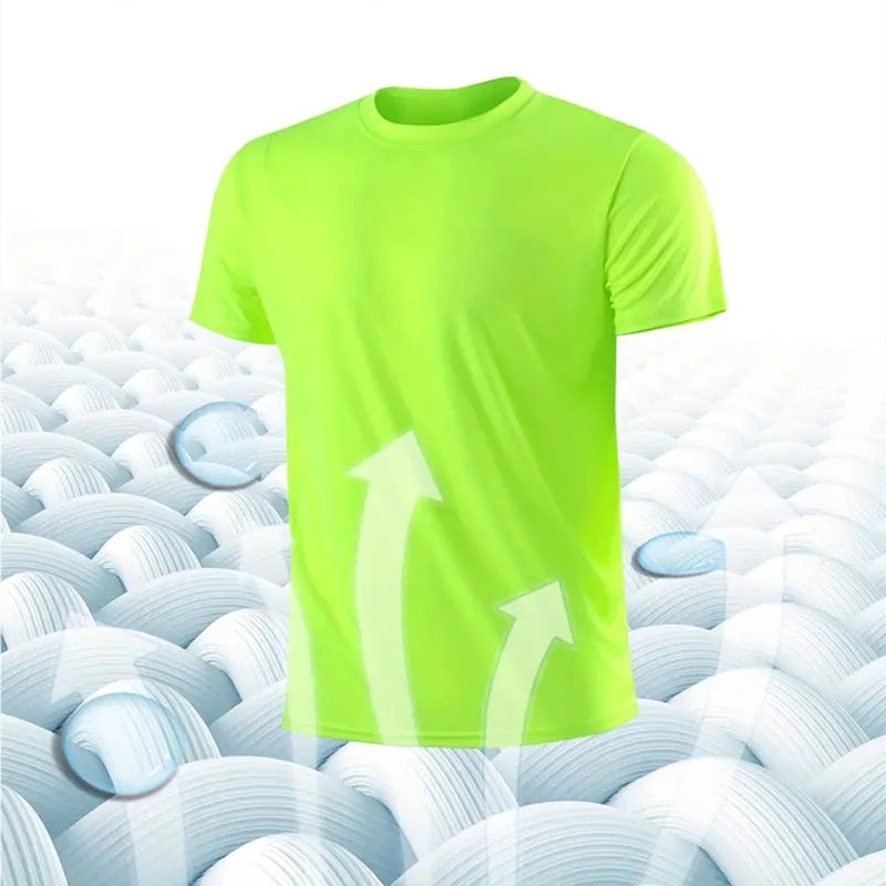Quick-drying Round Neck Sport T-shirt Gym Fitness Shirt Trainer Running T-shirt Men Breathable Sportswear Women's Summer Suit