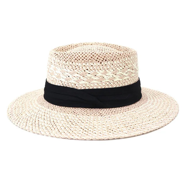 hats beach hat bohemian flat brim hat hand woven straw hat ladies summer vacation travel sun hat