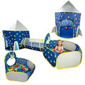 3 in 1 Space Pop Up Play Tent with Tunnel, Ball Pit ,Basketball Hoop for Kids, Boys, Girls, Child and Toddlers, Indoor/Outdoor