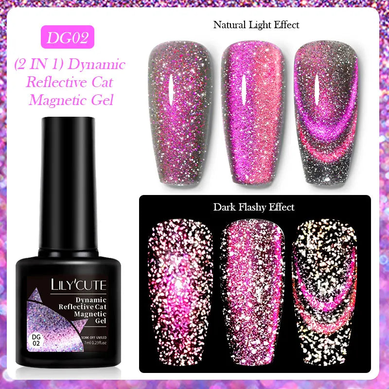 LILYCUTE 7ml Fruit Grape Purple Cat Magnetic Gel Nail Polish Vernis Semi Permanent Soak Off Colorful Gel Polish Nails Supplies