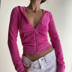 Women Velvet Zip Up Crop Hoodie Jacket + Long Pants Y2K Casual Hoodies Sweatshirt with Pocket Autumn Winter Loungewear Outfits