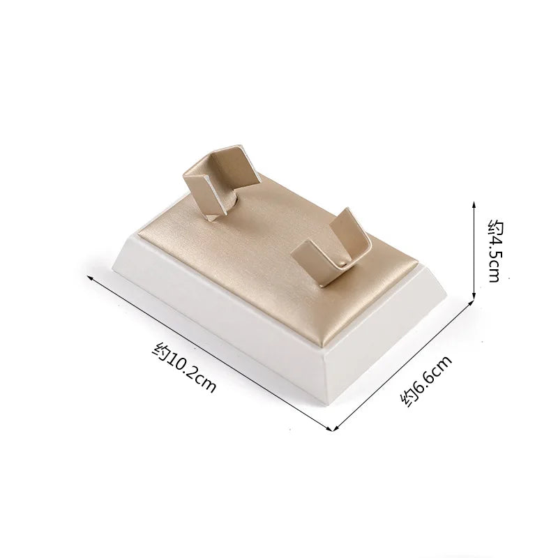 Champagne Leather Jewelry Set for Earrings Rings Display Stand Storage Organizer for Fashion Women Bracelets Necklaces Tray