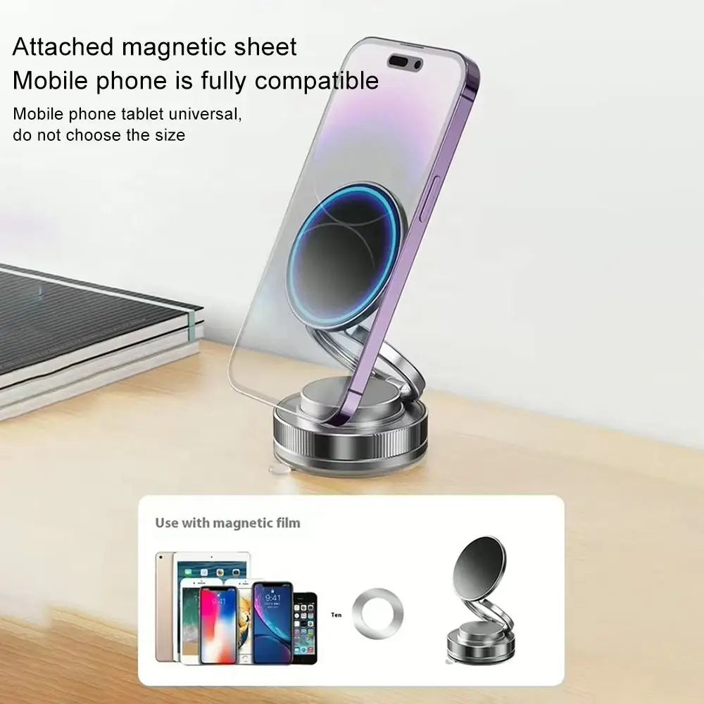 Magnetic Phone Holder 360 Rotatable Foldable Adjustable Vacuum Magnetic Car Mount Hands-Free Suction Cup Phone Holder Universal
