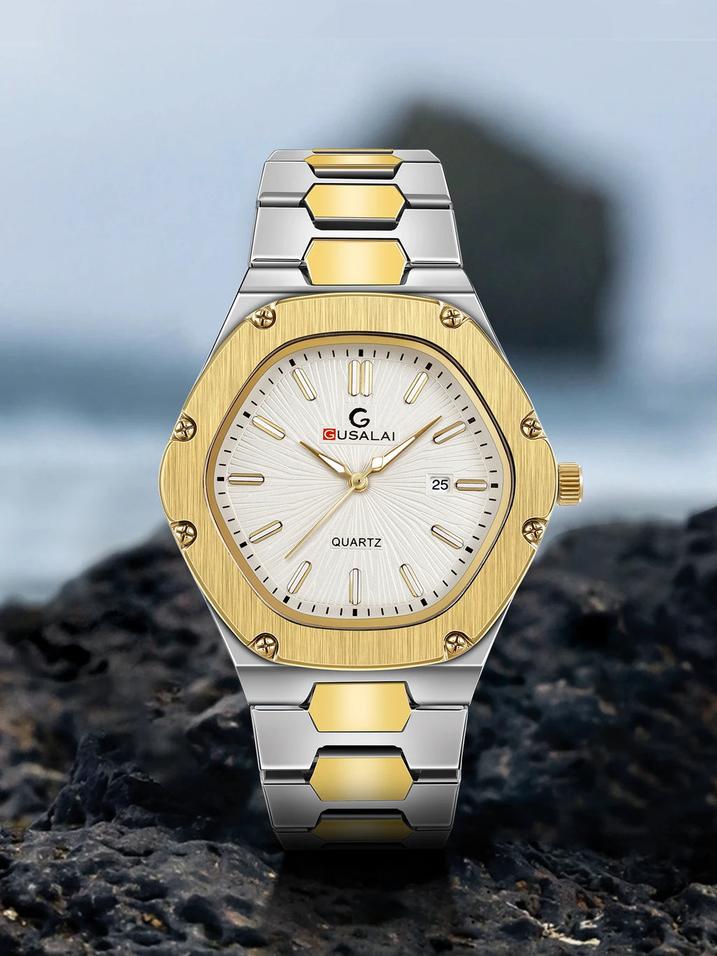 Luxury Men's Quartz Watch, Stainless Steel Strap Wristwatch with Date Calendar, Perfect Christmas Gift for Men & Boys