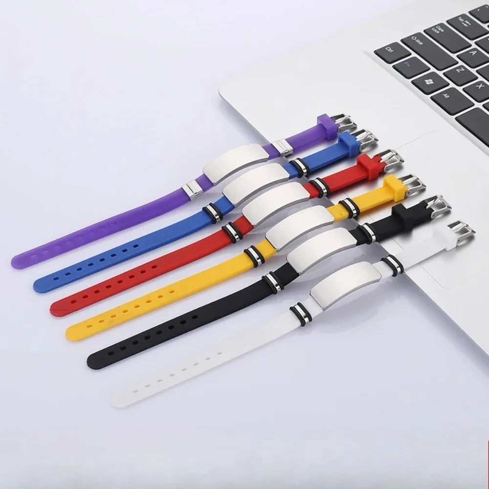 Fashion Couple Bracelets Stainless Steel Silicone Multi-color Wristband Valentine's Day Gifts Jewelry