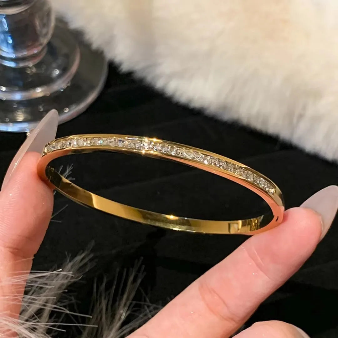 5/1pcs Sparkling Zirconia Inlaid Stainless Steel Bracelet Set for Women Stackable Bangles Fashion Non Fading Jewelry Gift