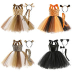New Tutu Skirt Set Children's Clothing Animal Cos Elk Halloween Clothing Little Cat Mesh Girls' Dress School Performance Dress