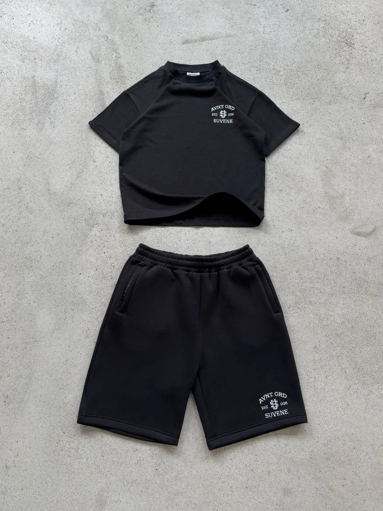 2026 Spring New Shorts Set Summer Casual T-shirt Sportswear Two Piece Set Loose Pocket Zipper Sportswear Shorts Set