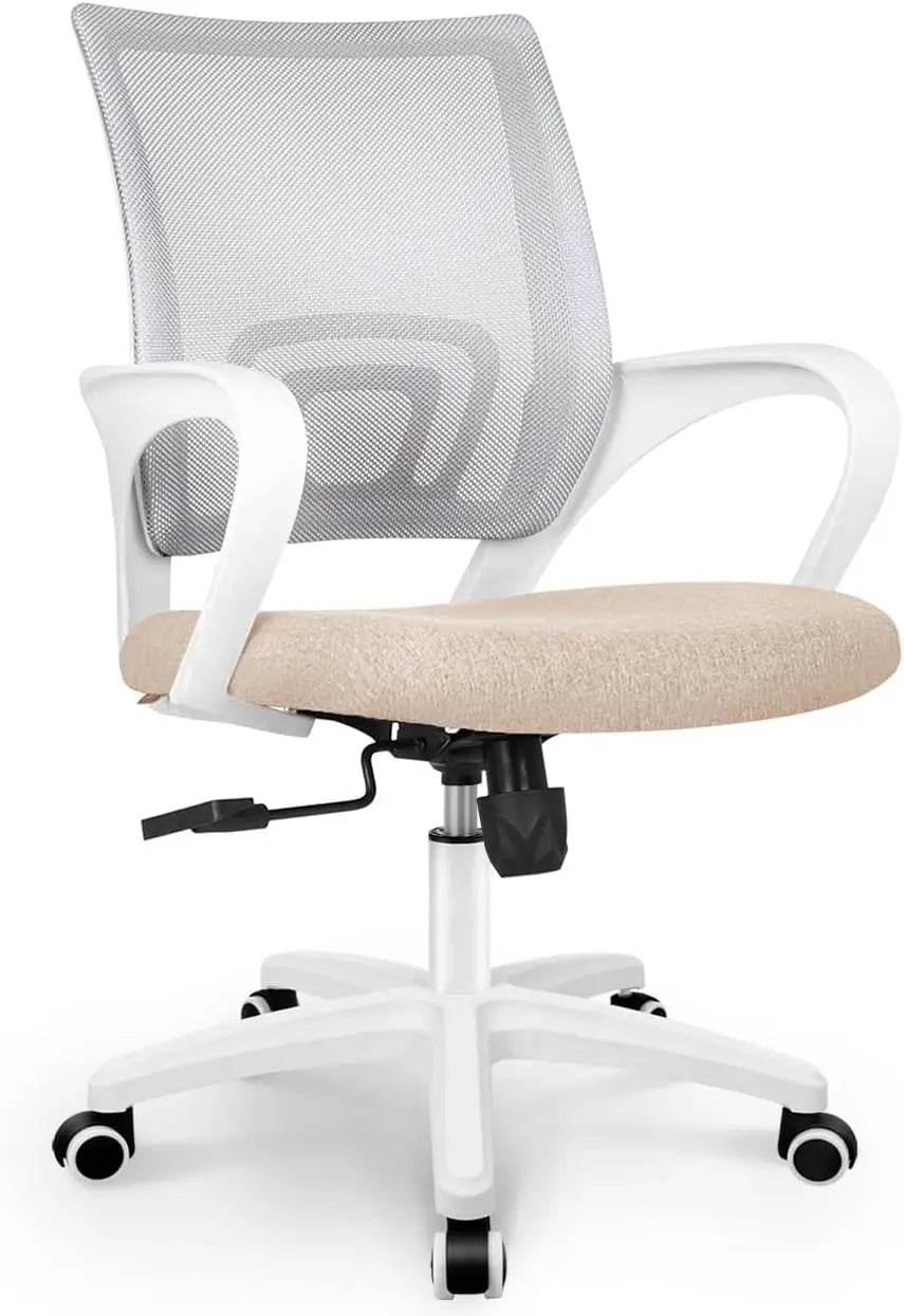 Black Mesh Gaming Office Chair Mid Back Lumbar Support Adjustable Height Swivel For Home Computer Desk Task