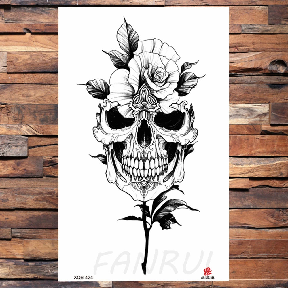 Watercolor Rose Flower Temporary Tattoo For Women Kids Girls Cherry Fake Tattoos Sticker Sexy Lotus Henna Waterproof Tatoo Waist