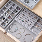 New Jewelry Organizer Velvet Jewelry Storage Tray Display Ring Bracelet Necklace Storage Box Showcase Drawer Organizer Trays