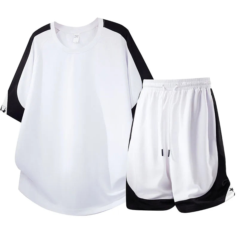 Summer Outdoor Cycling Sportswear Set for Men Fashionable Loose Comfortable Breathable Short Sleeved T-shirt Shorts Set