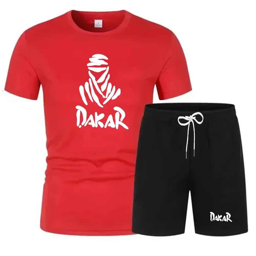Men's 2026 A Two-piece Summer Men's Fashion Casual T-shirt and Fitness Sportswear Set Is Suitable for Round-colored Youth Styles