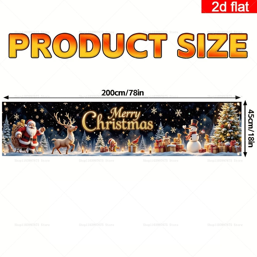 Merry Christmas Santa Claus Snowman Banner Xmas Party Decorations Yard Garden Decor Backdrops Photo Booth Props Party Supplies