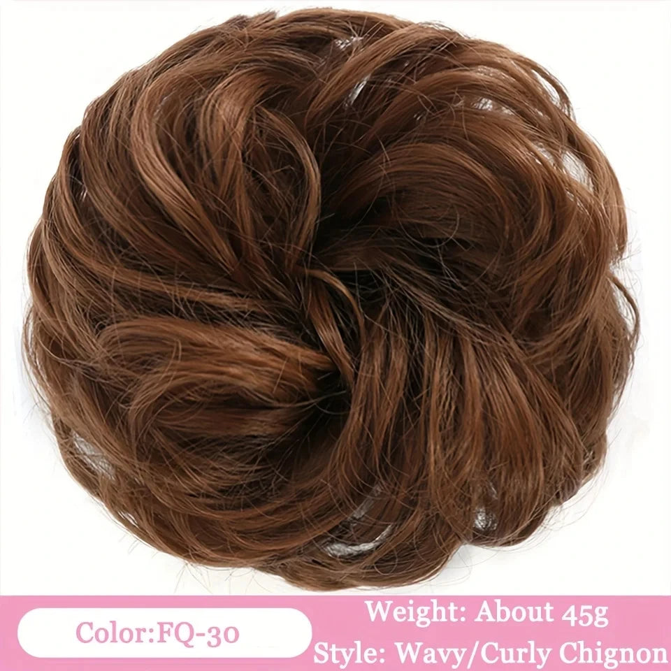 OLACA Synthetic Hair Bun Bands Blonde Black Messy Curly Chignon Donut Updo Scrunchies Fake Hair Pieces For Women Hair Extensions
