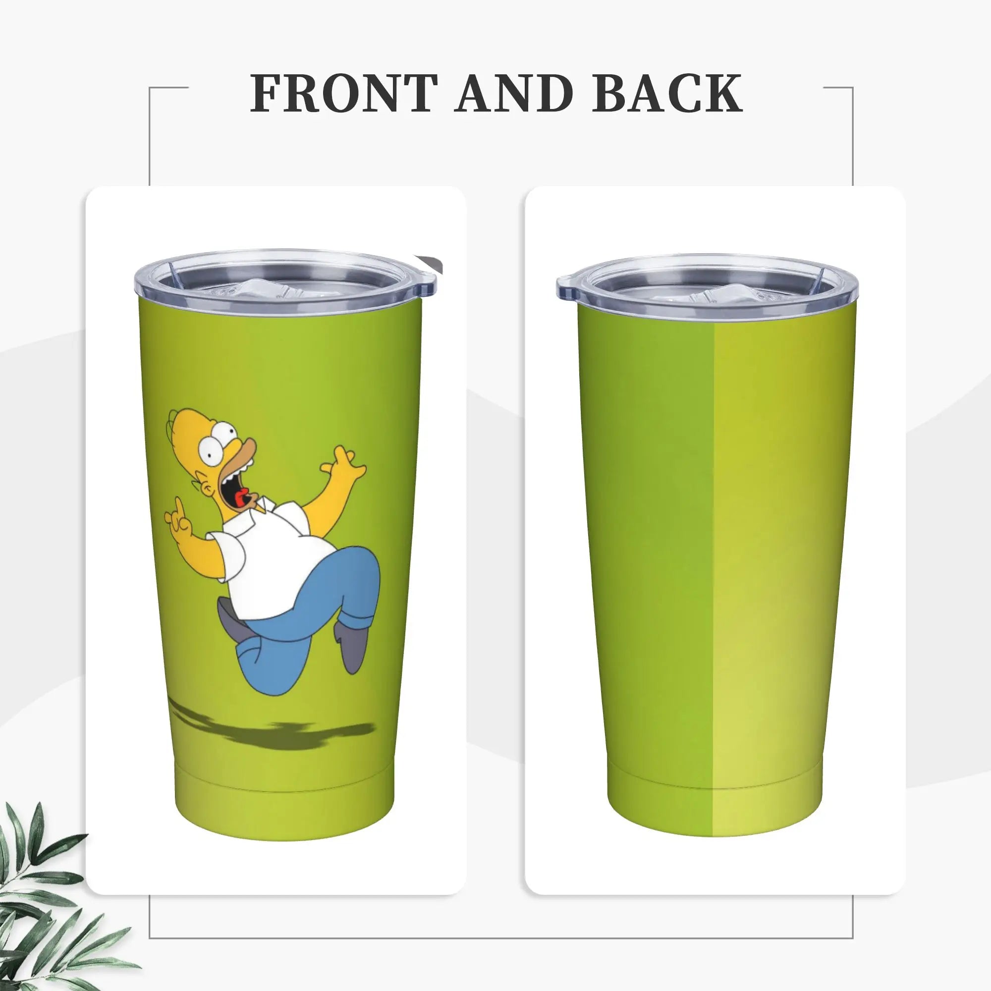 Simpsons Cartoon Tumbler Vacuum Insulated  Thermal Cup with Lid Straw Smoothie Tea Mugs Spill Proof