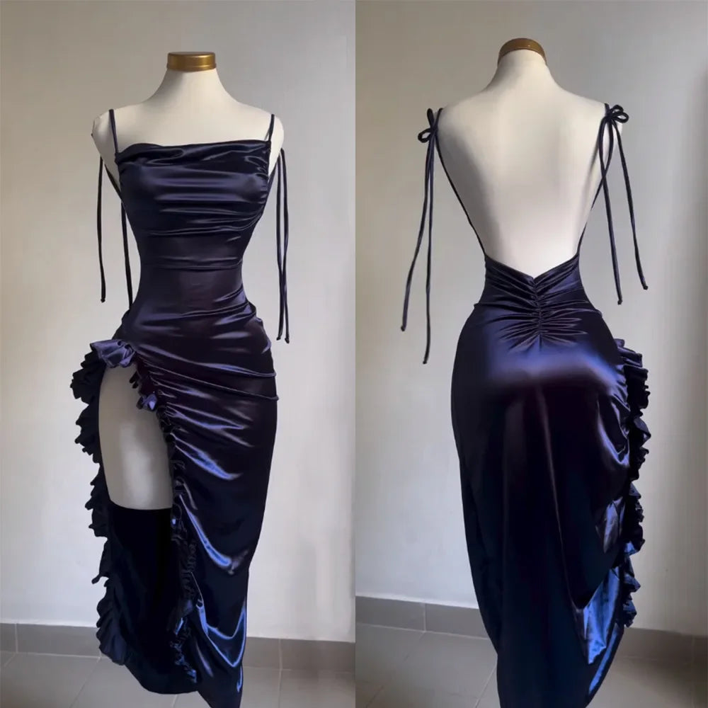 Korean Y2K Summer Sleeveless Lace-up Wrap Hip Pleated Dress Women Sexy Club Vintage Backless Bodycon Ruffles Slip Long Dresses