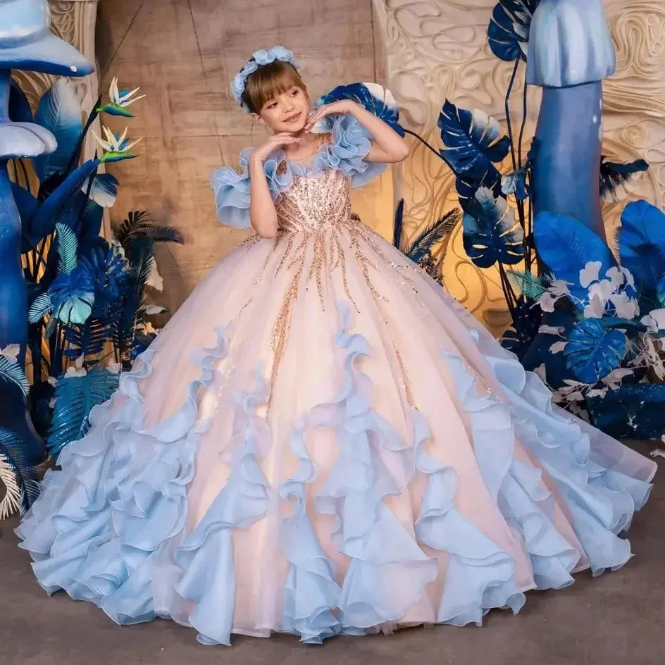 Customized Gorgeous Flower Girl Dresses For Wedding Tiered Appliques Off Shoulder Princess Birthday Party Luxury Prom Gown