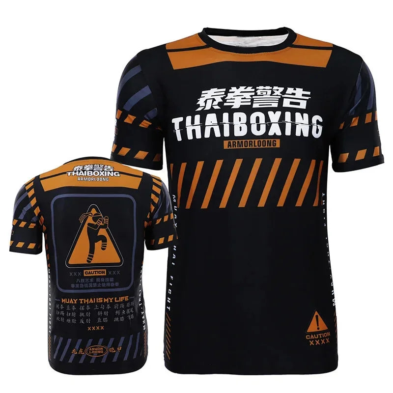 Muay Thai Fighting Sports Training T-shirt For Men's Clothing O-neck Pullover Shirt Harajuku Street Funny Cat Graphic Tee Top