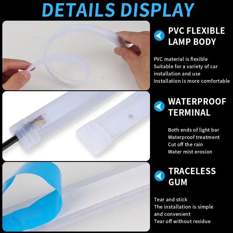 Flexible Car LED Daytime Running Light: DRL Strip with Turn Signal Lamp, 12V Auto Lighting Tool