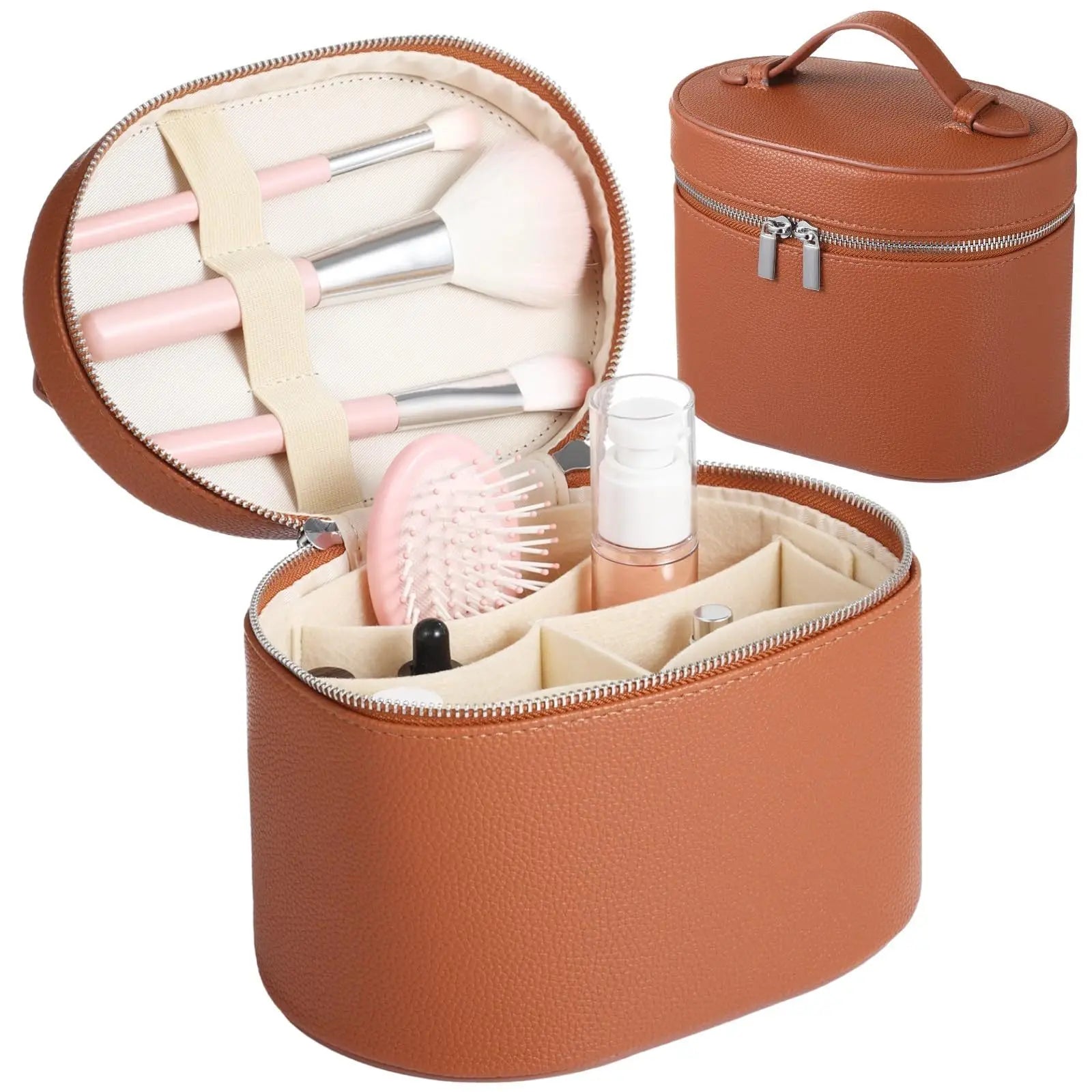 Large Capacity PU Leather Makeup Bag Portable Makeup Box For Women Girls Travel Toiletry Cosmetic Organizer