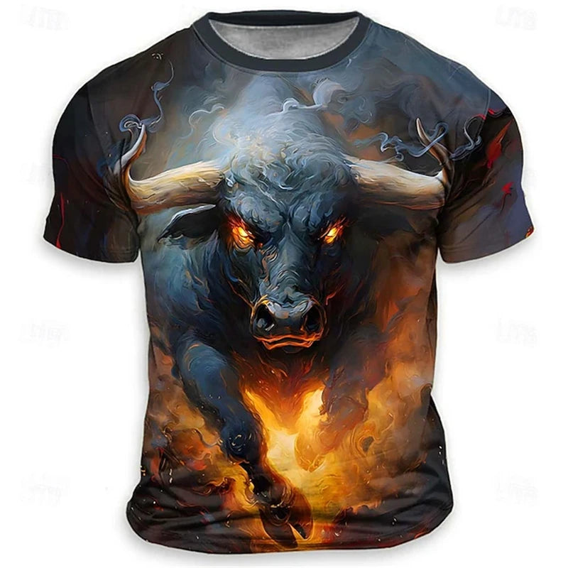 Funny 3D Tiger Print Men's T Shirt Hip Hop Trend Harajuku Streetwear Casual O-neck Loose Tops Summer Fashion Animal Pattern Tees