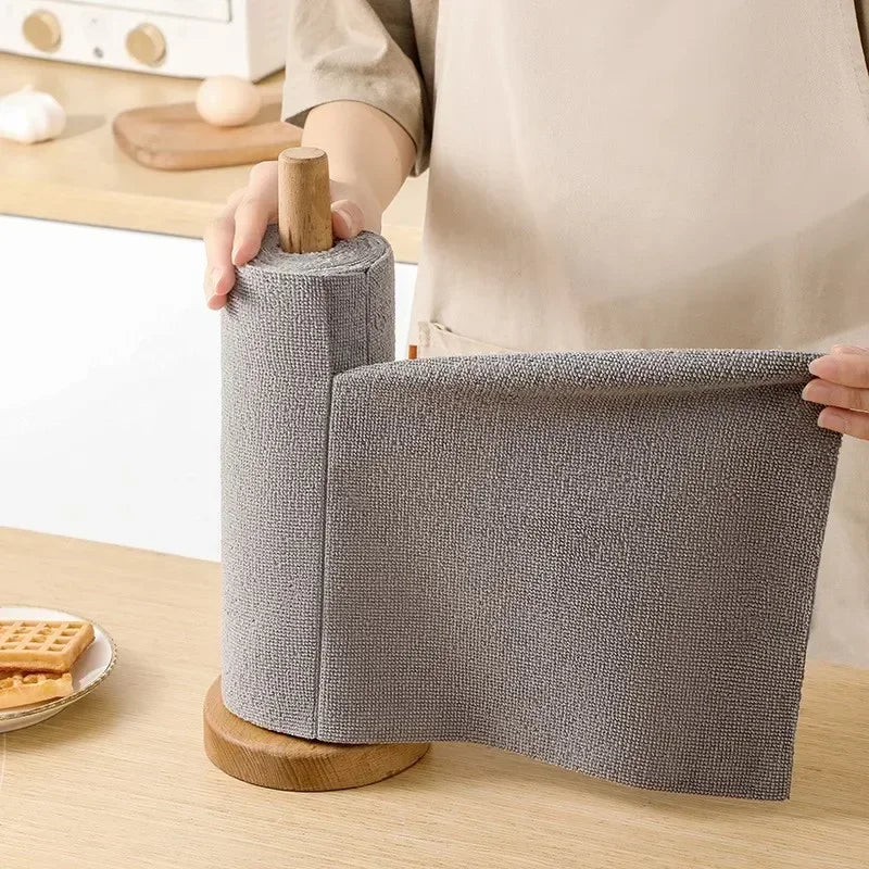 1Roll 20Sheets Reusable Microfiber Cleaning Wipes Household Kitchen Dish Rags Towel Rolls Wash Paper Towel Replacement Lint-Free